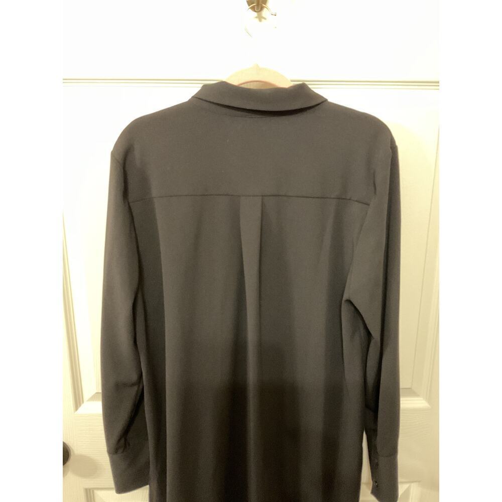 H by Halston Women's Black Fringe Button Down Tunic, L - Picture 12 of 12